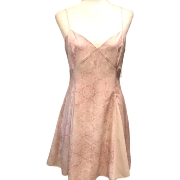 Marchesa Rose Kaleidoscope Mini Swing Dress Pink/Crm A-line Thin Straps MED NWT
